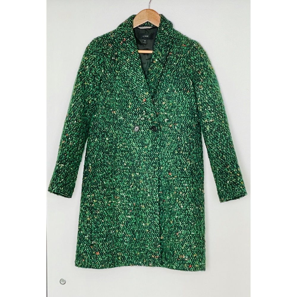 J.Crew Daphne Green Italian Tweed Coat SZ 00